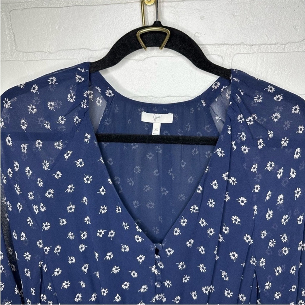 Joie Alithea Dress Floral Long Sleeve Asymmetrical Ruffle Hem sz XS - Picture 6 of 9